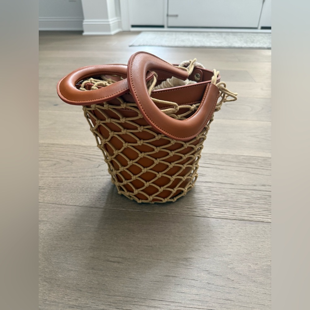 Melie Bianco Net Bucket Bag Brown Woven
